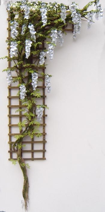 White Dollshouse Miniature Wisteria Trellis